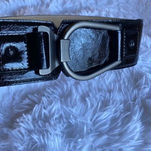 2.5” Wide Adjustable Black Patent Leather Belt.